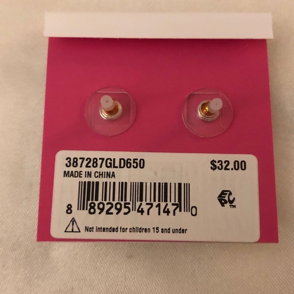 Betsey Johnson Enchanted Garden Pink Flower Stud Earrings Blue Polka Dots NWT - Picture 11 of 11